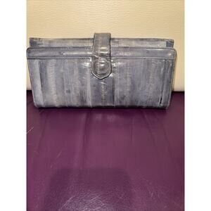 Vintage Eel Skin 9” Wallet In Grey
